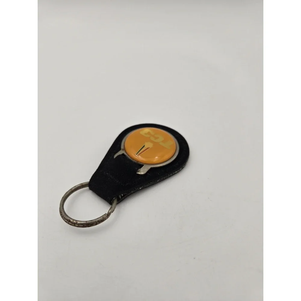 Vintage Plymouth TC3 Black Faux Leather Keychain Key Fob 3